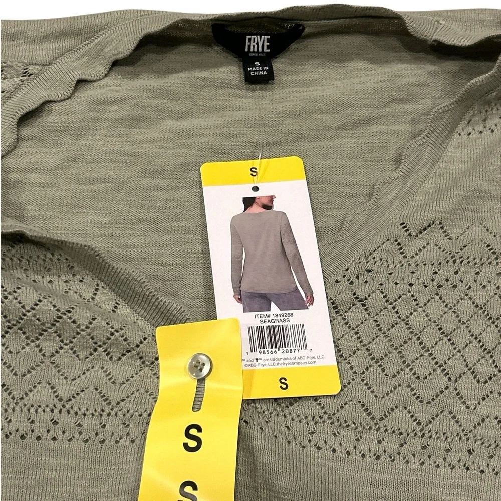 Frye Olive Green Pointelle Knit Top small